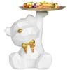 Dokeno Statua di Orso con Vassoio, Orsetto Scultura Resina con Vassoio Portaoggetti per Chiavi, Gioielli, Caramella, Soprammobili Moderni Decorazione per Scrivania Soggiorno Ingresso di Casa Ufficio