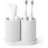 Alupedia Bathora Portaspazzolino doppio, minimalista, elegante accessorio da bagno con scomparti separati, stabile e facile da pulire, stampa 3D (bianco)