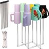BUERPINKING Scolapiatti in acciaio inox 304 con 8 aste e tappi in silicone, pieghevole, scolapiatti con fondo antiscivolo per bottiglie, bottiglie di tutti i tipi