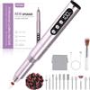 POFIBO Fresa per Unghie Professionale - 12 in 1 Lima Elettrica per Unghie 35000 RPM con Display LCD, 5 Velocità Regolabili, Ricaricabile per Gel e Acrilico, Manicure e Pedicure (Viola)