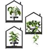 HOOBRO Porta Piante da Interno da Parete con Vassoio Rimovibile, Piedistallo per Piante in Metallo a Forma di Mini Casetta, Scaffale Decorativo su Pareti, Nero EBK08HJP301