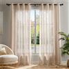Deconovo Tende per Interni Moderne con Occhielli - 2 Pezzi Eleganti in Voile Effetto Lino, Trasparenti e Morbidi, Filtrano la Luce Naturale, 140x260 cm, Marrone Chiaro, per Soggiorno e Camera da Letto