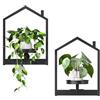 HOOBRO Porta Piante da Interno da Parete con Vassoio Rimovibile, Piedistallo per Piante in Metallo a Forma di Mini Casetta, Scaffale Decorativo su Pareti, Nero EBK08HJP201