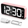 LATEC Sveglia Digitale, Sveglia da Comodino LED con Adattatore, Luminosità e Volume Regolabili, Schermo Grande da 5,8" con 2 Allarme, Snooze, 12/24 Ore per Ufficio Camera da Letto, Rosa
