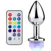 Generic Plug anale Led Butt Plug Plug anale in metallo con giochi di sesso leggero Per Coppie luminose sughero anale Massaggio prostatico Buttplug Coda Giocattoli erotici