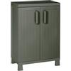 Toomax Armadio Wood Midi Basso 65x37x93h cm in plastica resistente effetto legno verde foresta, con 2 ripiani regolabili e piedini, ideale per garage, cantine e spazi interni