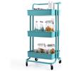 COSTWAY Carrello con 3 Cesti e Maniglia, Carrello Multifunzione con Ruote, Carrellino di Stoccaggio per Bagno Cucina e Ufficio, 87 x 35 x 42 cm (Verde)