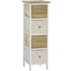 EMPOTEC Cassettiera Comò Multiuso in Legno Bianco, 3, 4 o 5 Cassetti, Salvaspazio, per Bagno, Cucina e Sala, Uso Interno ed Esterno (4 cassetti 26x32x80 Naturale Bianco)