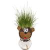 Realizzandoo Testa Erba Che Cresce Cane - Pianta Capelli Cagnolino con Vasetto e Ciondolo Osso - Idea Regalo Originale per Amanti dei Cani - Decorazione Scrivania Ufficio - Grass Head 12,5 cm