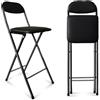 WINARA Sgabello da bar pieghevole Sedia imbottita 70cm, 65cm Sgabello pieghevole da cucina, Sedia alta pieghevole con schienale e poggiapiedi per dormitorio, ufficio, casa (Color : Nero, Size : 65cm)