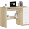 Hzuaneri Scrivania per Computer con 5 Cassetti, Scrivania Ufficio, Tavolo Moderno con Ripiano, per Studio, Ufficio, Camera da Letto, 50 x 108 x 75 cm, Quercia e Bianco CD10531X