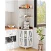 OPULENTHOME Armadio angolare per vino con presa elettrica e striscia LED, mobile da bar a 5 ripiani con porta bicchieri, porta a traliccio, credenza in stile industriale, per cucina, sala da pranzo e piccoli