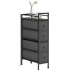 HOMCOM Cassettiera in Tessuto Slim Salvaspazio con 4 Cassetti, Mobile con Cassetti Compatto Telaio in Acciaio per Camera da Letto, Soggiorno, 20x43x81.5 cm, Nero