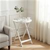 INDE MOBLEKIT | Tavolino Pieghevole in Legno Bianco 40x49,5 cm, Tavolino Rotondo Pieghevole Piccolo per Salotto, Divano o Letto, Tavolino da Salotto, Tavoli Pieghevoli