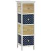 EMPOTEC Cassettiera Comò Multiuso in Legno Bianco, 3, 4 o 5 Cassetti, Salvaspazio, per Bagno, Cucina e Sala, Uso Interno ed Esterno (4 cassetti 26x32x80 Naturale Blu)