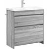 vidaXL Set di mobili da bagno Sonoma grigio, 81 x 40 x 84,5 cm, decorazione moderna per bagno, unità portaoggetti funzionali, scaffali, armadietti da bagno e design contemporaneo