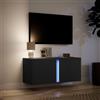 HEFZGDB Mobile TV a Parete con Luci LED Nero 80x31x35 cm Tv Stand Furniture Mobile Tv Soggiorno Mobile Sotto Tv Mobiletto Tv Basso per Camera Camera Da Letto Cucina Soggiorno