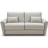 POLTRONE ITALIA Divano Letto 3 posti trasformabile Materasso matrimoniale H17 cm 2 cuscini Sfoderabile antimacchia Beige inserti Verdi Made in Italy