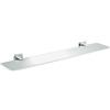 JASSFERRY Mensola da bagno da 600 mm, montaggio a parete, in vetro smerigliato, cromato, organizer per doccia e vasca da bagno