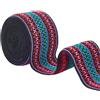 BENECREAT Fascia Elastica Jacquard da 50 mm, Nastro Elastico in Tessuto Ricamato da 2.28 m, Fascia da Cucito in Tessuto Boho per Decorazioni di Abbellimento di Accessori Artigianali Fai-da-Te, Rosso