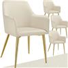 tectake® Set 4 Sedie Sala da Pranzo, in Velluto Eleganti, Sedia Cucina con Braccioli e Schienale Continuo, Comode ed Imbottite, Moderne, Antiscivolo e Antigraffio, per cucina e soggiorno - Tortora