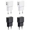 Wicked Chili Caricabatterie USB Duale Wicked Chili, 4 pezzi, alimentatore angolato universale a 90° per cellulari, smartwatch, power bank, altoparlanti Bluetooth. Doppio caricabatterie, alimentatore da parete (12 Watt, 2400mA, nero/bianco)