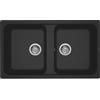 Elleci PRONTA CONSEGNA - SPEDIZIONE IMMEDIATA Elleci LG245040 Lavello da Incasso 2 vasche 86 x 50 cm finitura Granitek Nero 40 Life 450