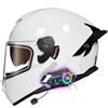 NIKANXIA Casco moto integrale Bluetooth, omologato ECE R22.06, casco moto doppia visiera for motociclisti uomini e donne adulti