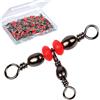 JSHANMEI Girelli da pesca a 3 vie, 40 pezzi, a T, in ottone, tripla girella girevole, Crossline Lure Line, accessori da pesca per acqua salata e acqua dolce (dimensioni 12 x 14 (13 kg)