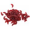 Tufgo Esche morbide a forma di verme, 60 pezzi, in gomma rossa, per spigola, trota, con amo flessibile, con azione naturale, 20 mm (dritte con 60 pezzi)