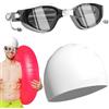 Nexusectar Swimming Goggles Leakproof UV Protection Goggles And Cap Set Combo