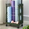 Generic Supporto per tappetino da yoga con ruote e freni, organizer per allenamento per manubri e rulli in schiuma