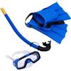 TIDTALEO Set Subacqueo per Maschera Subacquea Blu in Pvc e Pinne Regolabili per Ragazzi e Ragazze, Cinturini Regolabili per Vacanze in Famiglia e Attività Outdoor