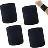JRSHIRLEYLTD 4 fasce per sudore in cotone, per uomo e donna, ideali per tennis, basket, corsa, palestra, colore nero