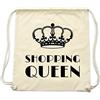 PREMYO Borsa da Palestra Sacca Zaino Sportiva con Scritta Stampa Shopping Queen Borsone Zainetto Chiusura a Cordoni Gym Bag Tela Cotone Naturale