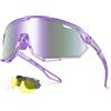 Meeloog Occhiali da sole sportivi polarizzati da 26 g per uomo e donna con 3 lenti - protezione UV400 per ciclismo, corsa, pesca e attività all'aperto (telaio viola/lenti viola Revo)