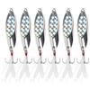 JSHANMEI Set di 6 esche a cucchiaio da pesca in metallo con gancio triple, piuma, paillettes marini, esche dure per trota, pesce persico, luccio, calama, siluro (5 g-6 pezzi)
