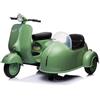 Tecnobike Shop Moto Elettrica per Bambini Piaggio Vespa Sidecar Big 12V Luci Suoni LED Mp3 (Verde)