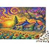 GJDNEAAKL Puzzle 1000 pezzi Casa di girasoli di Van Gogh cartone riciclato per adulti rilassante allevia lo stress decorazione murale e regali regalo di compleanno perfetto per creatività 70x50cm