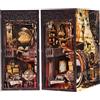 ETKVR Kit Book Nook, Puzzle 3D in Legno Fai-da-te Fermalibri Book Nook Miniatura Casa delle Bambole per Decorazione Libreria, Kit Modello DIY Inserto Booknook Vicolo per Adulti e Adolescenti