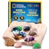 Blue Marble NATIONAL GEOGRAPHIC Super Kit di Scavo di Gemme - Kit di Scavo con 10 Vere Gemme per Bambini, Scopri le Pietre con Strumenti di Scavo & Lente d'Ingrandimento, Kit Scientifico per Bambini 8-12 Anni