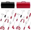 FINGERINSPIRE 2 Pezzi Scatola di Attrezzi in Miniatura e 16 Set Utensili in Lega Kit 1:12 per Decorazioni in Scala Accessori per Modellismo e Lavori Artigianali
