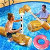 KAHEIGN 5 Pezzi Giocattoli Galleggianti Gonfiabili, 140CM Tronco da Battaglia Gonfiabile per Piscina Zattere da Giochi di Acquatici con Ciambella Salvagente per Estate Lago Spiaggia Acqua Festa Gioco