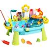 EULEUY 3 in 1 Tavolo Acqua Bambini con Ciclo dell'Acqua Set Lavello da Cucina, Kit da Cucina Giocattolo per Bambini con Pesca e Giochi d'Acqua, Cucina Giocattolo per Bambini dai 3 Anni in Su (verde)