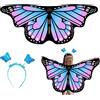 EQLEF Ali da Farfalla Bambina, Carnevale Fata con Fascia, Mantello per Ragazze 3-6 Anni, Fancy Dress Party Play Favor (Blu Rosa)