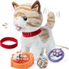 OR OR TU Giocattolo per gatti per bambini peluche gattini animali domestici elettronici con telecomandato, giocattolo interattivo gatto che corre e abbaia, ripetere quello che dici per bambini regalo