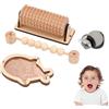 potatomato 4 Pezzi per Busy Board Fai-da-te - Materiali Montessori per Genitori - Accessori per Lavagna Sensoriale - Ruote, Pesce con Paillettes, Rullo di Legno, Perline - Articoli Educativi
