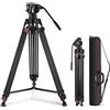 NEEWER 187cm Treppiede per Video con Testa Fluida, Piastra a Sgancio Rapido, Com