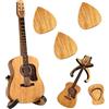 Lithyc Scatola Porta Plettri In Legno Con Supporto-Scatola For Plettro For Chitarra In Legno Con Supporto-Porta Plettro A Forma Di Mini Chitarra-Adatto Per Basso Elettrico