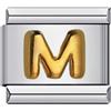 Mon & Sons M Lettera iniziale in oro giallo personalizzata in argento 9 mm charm italiano compatibile con bracciale modulare 9 mm
